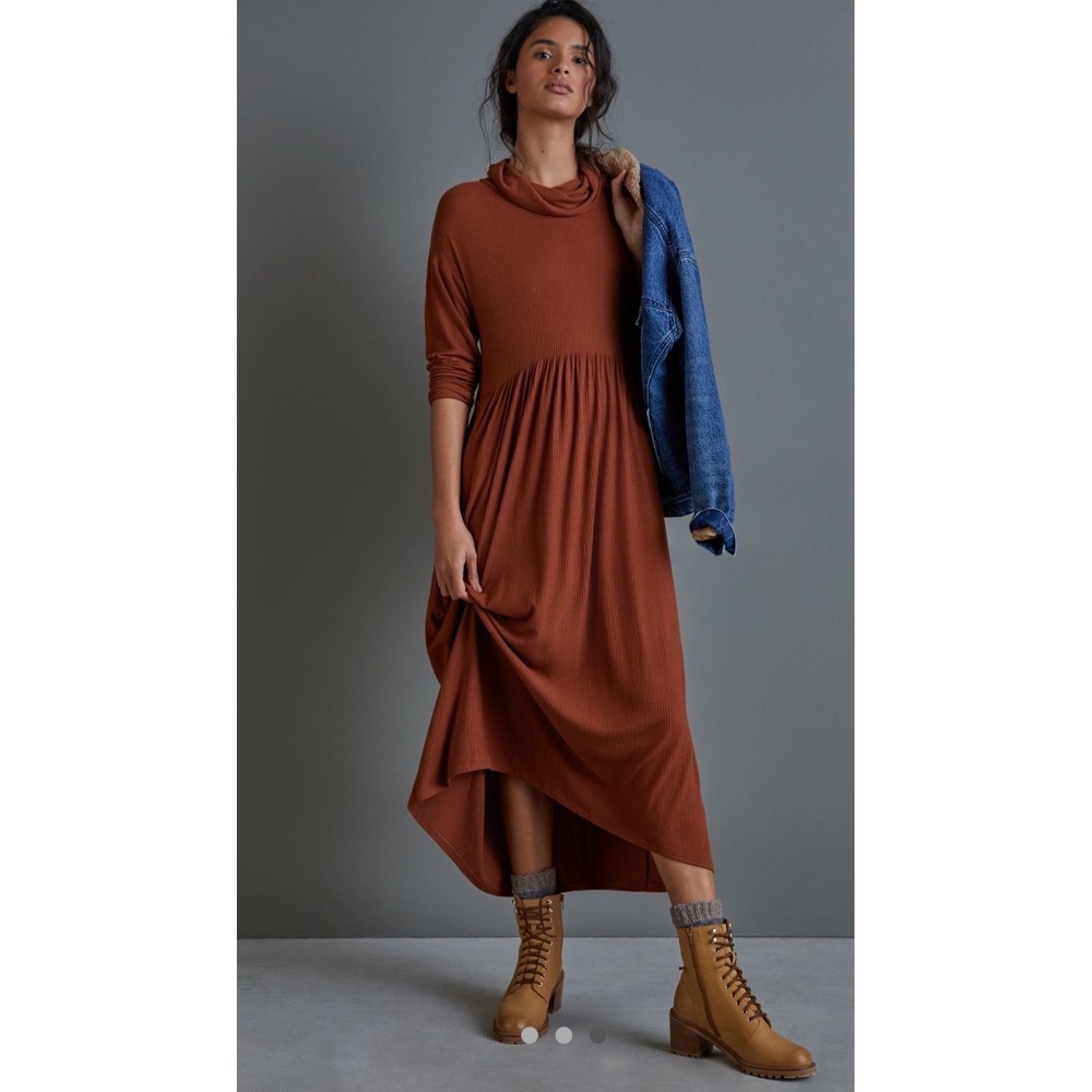 Anthropologie x Dolan Alissa Maxi Dress Camel Ribbed XS